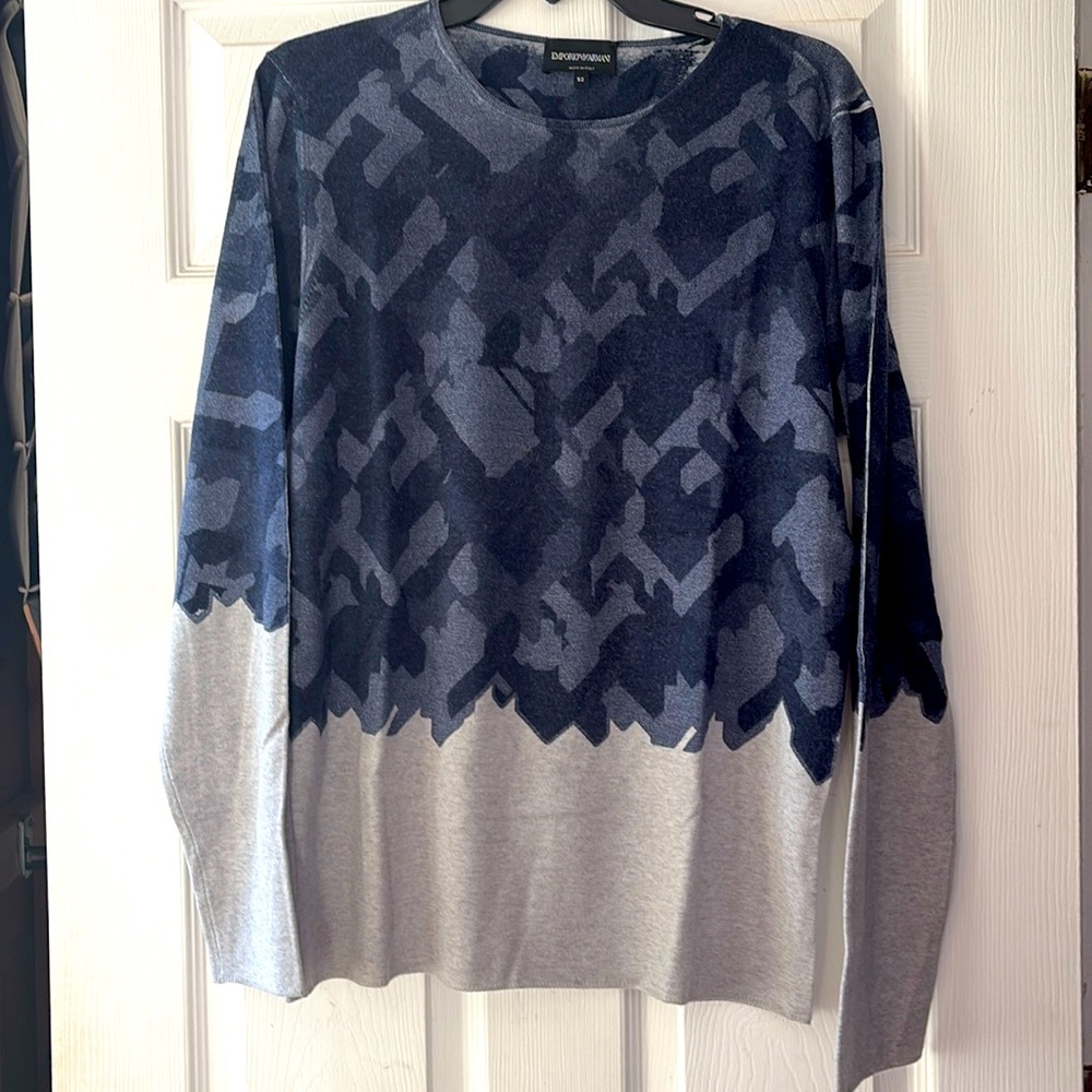 Emporio Armani virgin wool sweater blue & gray size 52 /large in excelle…